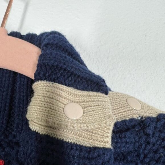 Turtleneck Sweater Miss Capitan size S cotton blue beige brown - Picture 4 of 13